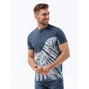 Pánske bavlnené tričko TIE DYE tmavo modré V4 S1617