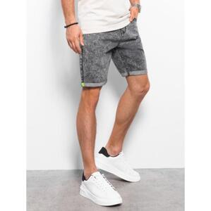Pánske džínsové mramorované šortky V2 OM-SRDS-0117 sivé
