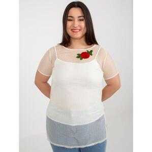 Dámska blúzka s aplikáciou plus size TONIA svetlo béžová