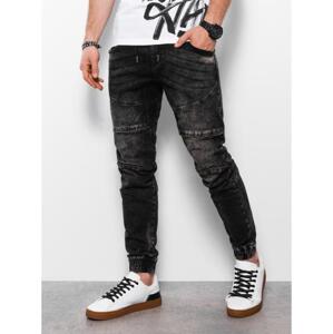 Pánske nohavice JOGGERS s prešívaním čierne V2 OM-PADJ-0111