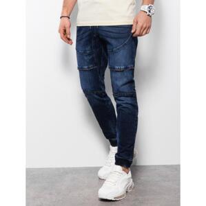Pánske nohavice JOGGERS s prešívaním tmavomodré V1 OM-PADJ-0111