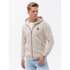 Pánska mikina s kapucňou HOODIE cream highlighter V1 OM-SSZP-0116