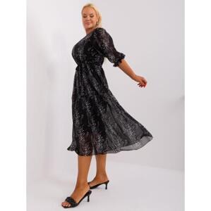 Dámske plus size šaty s 3/4 rukávmi VITRA čierne