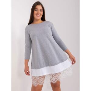 Dámske plus size bavlnené šaty LILIANA sivé
