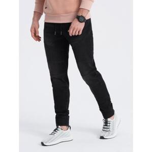 Pánske džínsy JOGGER s prešívaním V3 OM-PADJ-0113 čierne