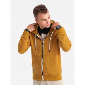 Pánska mikina na zips BASIC horčicová