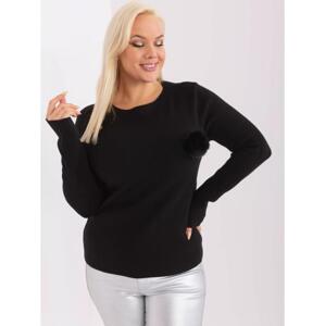 Dámsky plus size sveter z viskózy TEA čierny