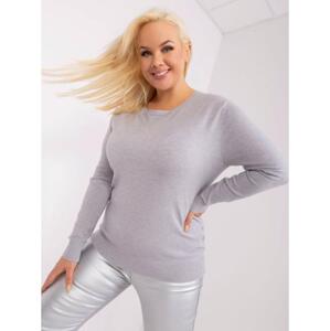 Dámsky plus size sveter s dlhým rukávom ZES sivý