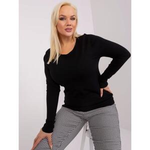 Dámsky sveter s okrúhlym výstrihom plus size ZEL čierny