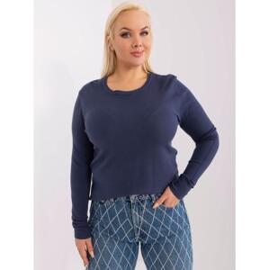 Dámsky sveter s okrúhlym výstrihom plus size WEJ tmavomodrý
