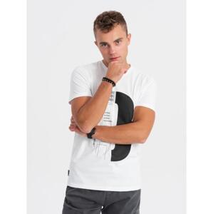 Pánske bavlnené tričko s potlačou V1 OM-TSPT-0166 biele
