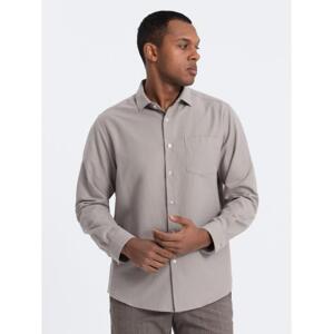 Pánska košeľa REGULAR FIT s vreckami V1 OM-SHCS-0148 sivá