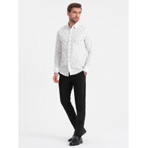 Pánska vzorovaná bavlnená košeľa SLIM FIT biela