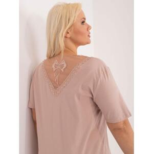 Dámska blúzka s čipkou na chrbte plus size FURA béžová