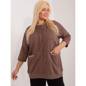 Dámska bavlnená blúzka s potlačou plus size KORA hnedá