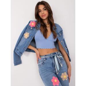 Dámska bunda s aplikáciami JEANS modrá