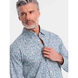 Pánske tričko SLIM FIT s potlačou svetlomodré