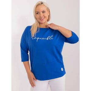 Dámska blúzka s kamienkami plus size kobaltová