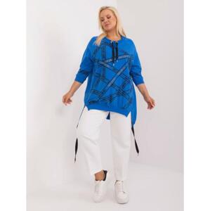 Dámska plus size blúzka s rozparkami tmavomodrá