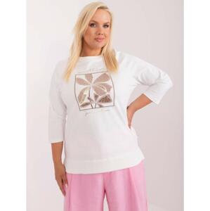 Dámska plus size blúzka s okrúhlym výstrihom ecru
