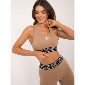Dámske tričko s potlačou FOR FITNESS tmavobéžové