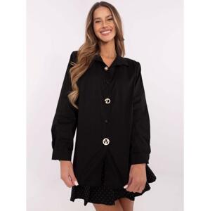 Čierna elegantná dámska košeľa s golierom