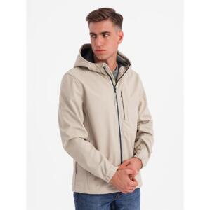 Pánska bunda SOFTSHELL s fleecovým stredom - piesková V4