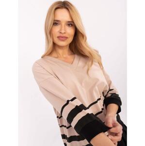 Béžová dámska blúzka s okrúhlym výstrihom