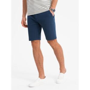 Pánske krátke šortky SLIM FIT zo štruktúrovaného melanžového úpletu - čierne V2 OM-SRCS-0166