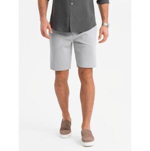Pánske krátke šortky SLIM FIT zo štruktúrovaného melanžového úpletu - čierne V2 OM-SRCS-0166