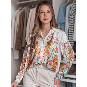 Dámska kvetinová oversize košeľa BLOSSIVA svetlo béžová