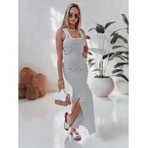 Jednofarebné maxi šaty SUMMER LOVE bielo-čierne