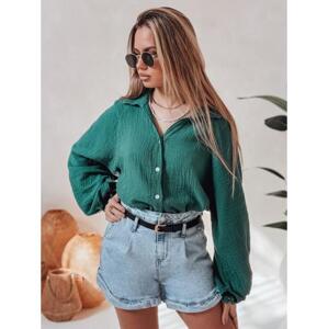 Dámska oversize košeľa z mušelínu MUSLINEA zelená