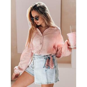 Dámska oversize košeľa z mušelínu MUSLINEA ružová
