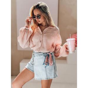 Dámske džínsové šortky s opaskom GOOD VIBE modré
