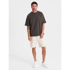 Unisex tepláky so šnúrkou v páse - krémová V2 OU-SRBC-0101