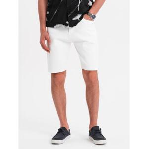 Pánske džínsové šortky s klasickým strihom - biele V1 OM-SRDS-0171