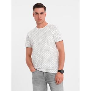 Pánske pletené tričko s celoplošnou potlačou - biele V3 OM-TSFP-0250
