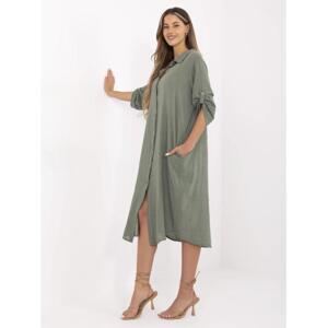 Khaki letné šaty s 3/4 rukávmi OCH BELLA