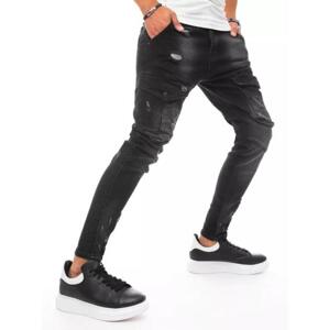 Pánske jeans nohavice s vreckami čierne