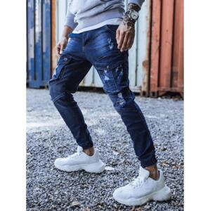 Pánske jogger riflové nohavice tmavo modré STREET