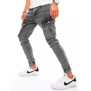 Pánske riflové jogger nohavice svetlo šedej DENIM