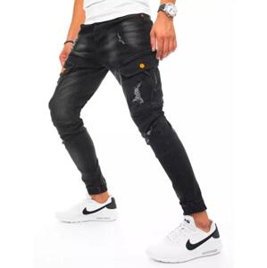 Pánske riflové jogger nohavice tmavo šedé DENIM