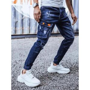 Pánske riflové jogger nohavice tmavo modré DENIM
