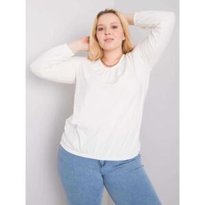 Dámska bavlnená blúzka HAILEY ecru s dlhým rukávom plus size