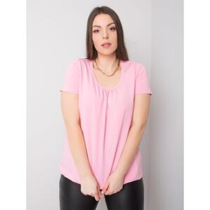 Pruhovaný bavlnený top plus size CELESTE svetloružový