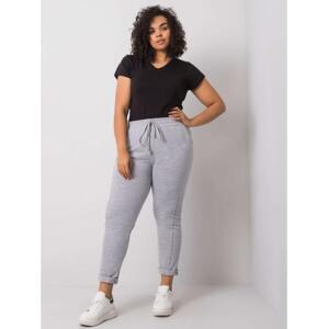 Dámske melanžové plus size tepláky ALVA sivé