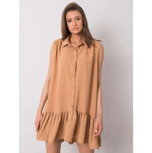 Dámske šaty Odelia Ruffle RUE PARIS dark beige