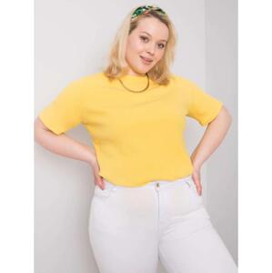 Dámska plus size blúzka z rebrovanej tkaniny STELLA žltá
