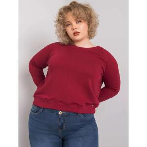 Dámska plus size bavlnená mikina DONNA bordová